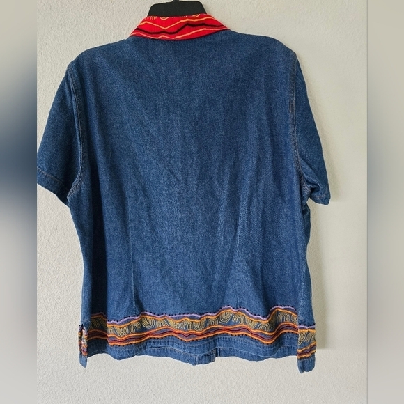 Stone bridge Demin Shirt 1XL Plus Vintage Blue ShortSleeve Chambray Embroidered - Picture 12 of 16
